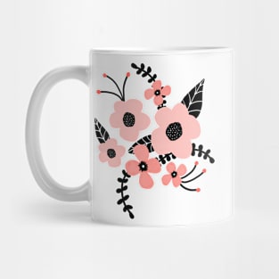 Pretty trendy coral flowers Mug